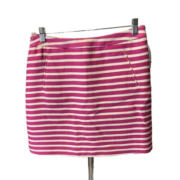 Halogen Pink White Striped Tweed Straight Short Skirt Sz 10 - Picture 1 of 6